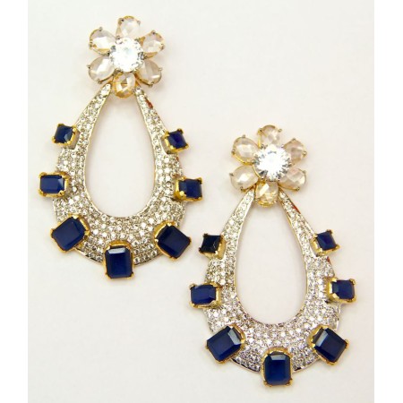 American Diamond Sapphire Dangler Earrings